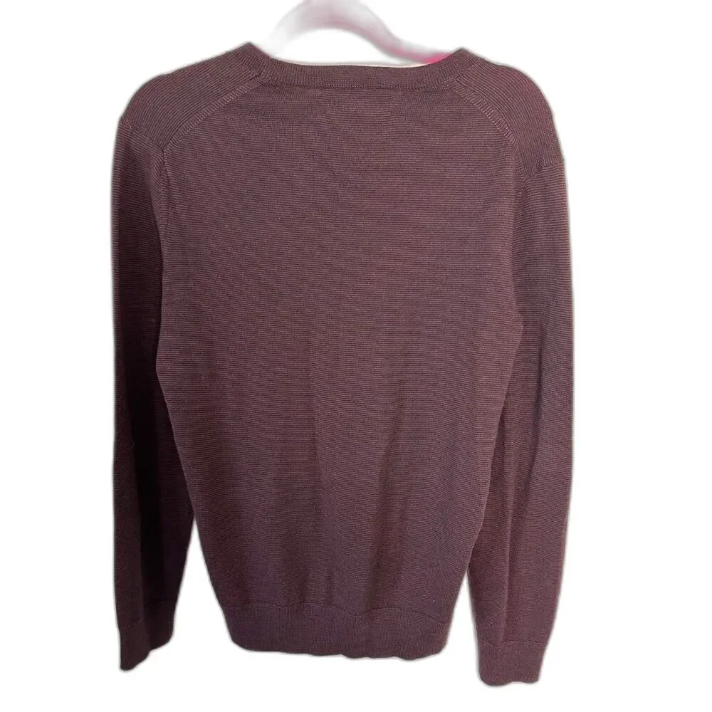 Banana Republic Italian Merino Wool Sweater Mens Small Maroon Burgundy Baruffa